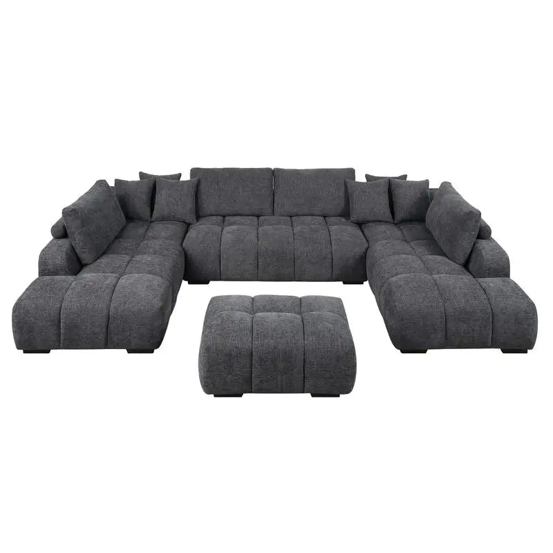 Modern Gray Chenille Sectional Sofa