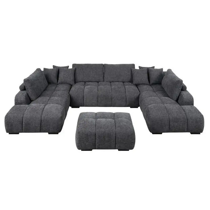 Modern Gray Chenille Sectional Sofa