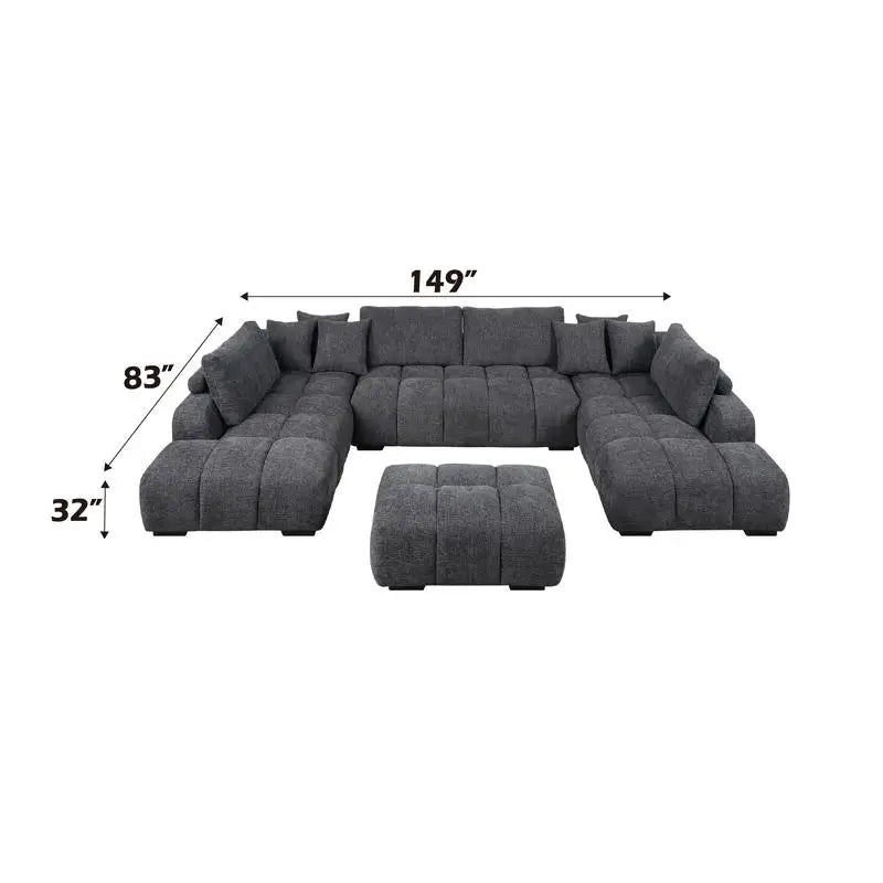 Modern Gray Chenille Sectional Sofa
