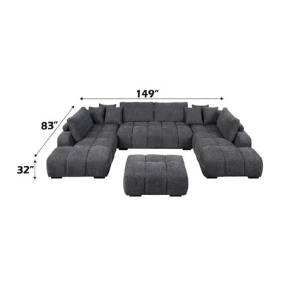 Modern Gray Chenille Sectional Sofa