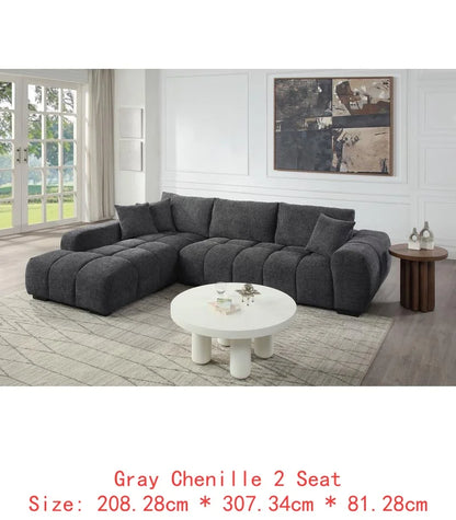 Modern Gray Chenille Sectional Sofa