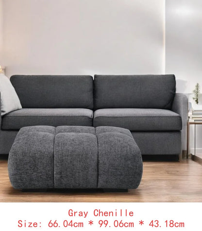 Gray Chenille Sectional Sofa with Toss Pillows, 2 Chaises & Ottoman
